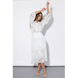 Długa spódnica z haftem i ozdobnym dołem