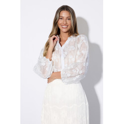 Wiskozowa koszula z kwiatowym haftem