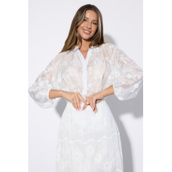 Wiskozowa koszula z kwiatowym haftem