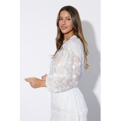 Wiskozowa koszula z kwiatowym haftem