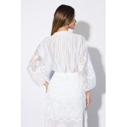 Wiskozowa koszula z kwiatowym haftem