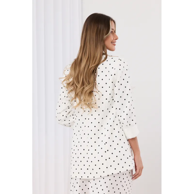 Marynarka z szalowym kołnierzem w grochy