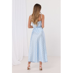 Satynowa spódnica midi w grochy
