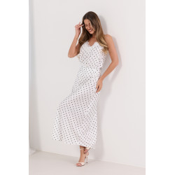 Satynowa spódnica midi w grochy