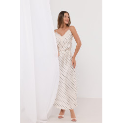 Satynowa spódnica midi w grochy