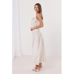 Satynowa spódnica midi w grochy