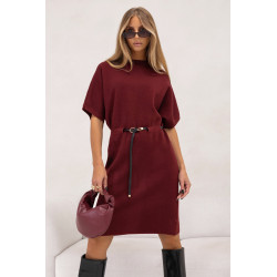 DZIANINOWA SUKIENKA O KROJU KIMONO Z PASKIEM