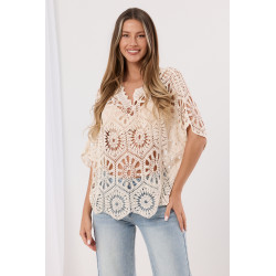 Ażurowa bluzka boho z kwiatowym motywem