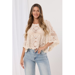 Koronkowa bluzka boho z szerokimi rękawami