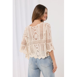 Koronkowa bluzka boho z szerokimi rękawami