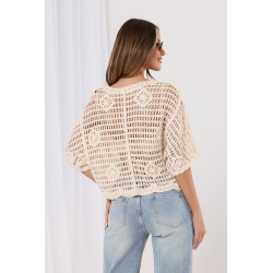 Krótki kardigan boho z kwiatowym haftem