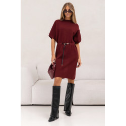 DZIANINOWA SUKIENKA O KROJU KIMONO Z PASKIEM