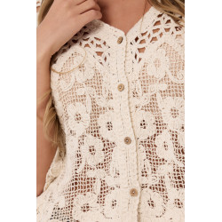 Krótki kardigan boho z kwiatowym haftem