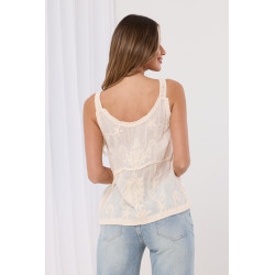 Top boho z haftem i ozdobną gipiurą