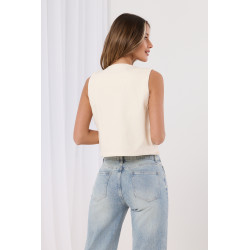 Krótka kamizelka z haftem i perełkami