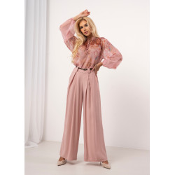 Spodnie z szerokimi nogawkami i zakładkami