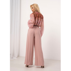 Spodnie z szerokimi nogawkami i zakładkami