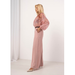 Spodnie z szerokimi nogawkami i zakładkami