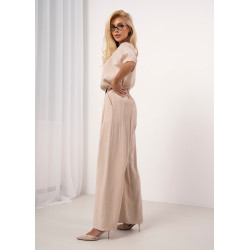 Spodnie z szerokimi nogawkami i zakładkami