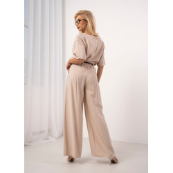 Spodnie z szerokimi nogawkami i zakładkami