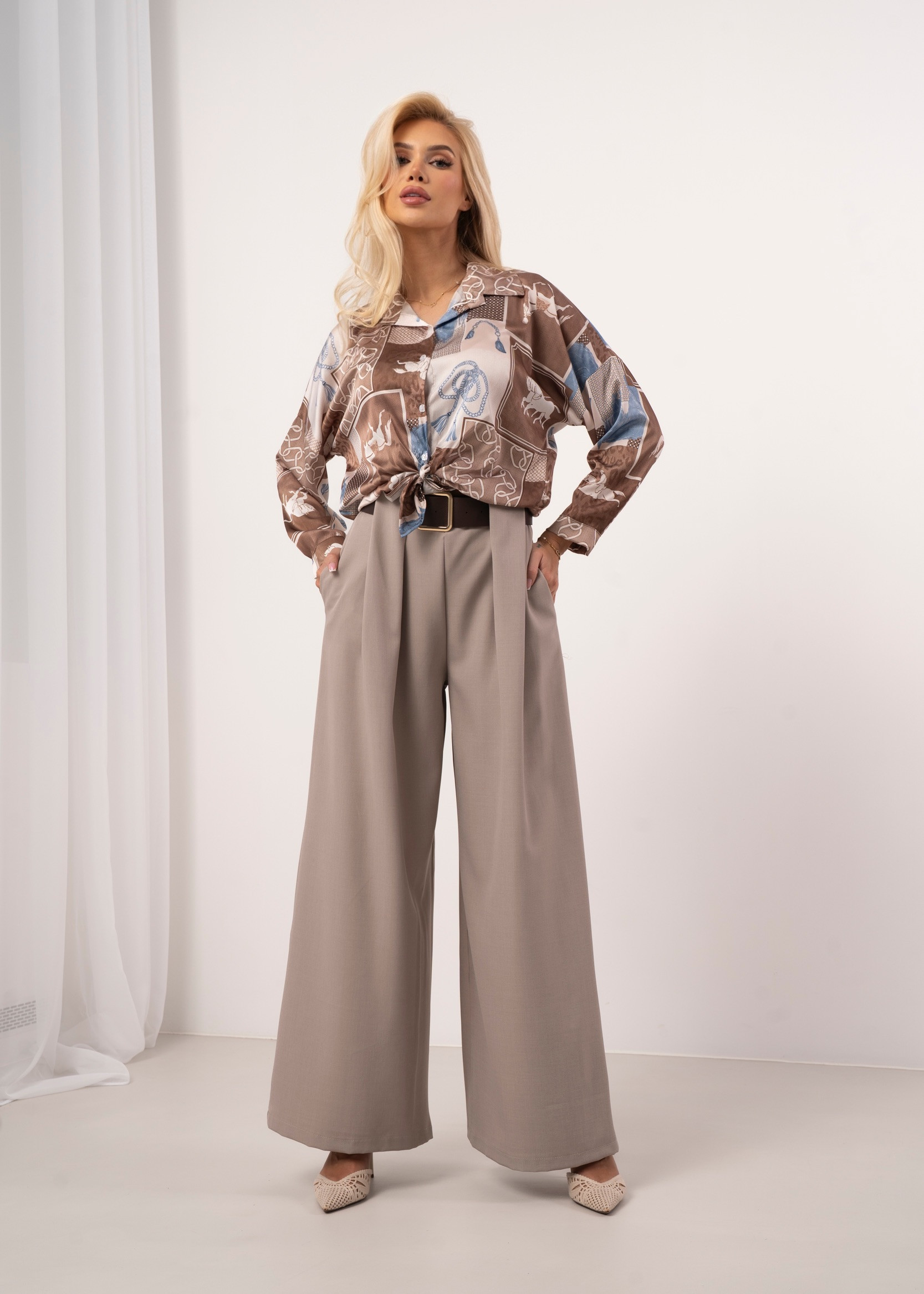 Wzorzysta koszula z satyny