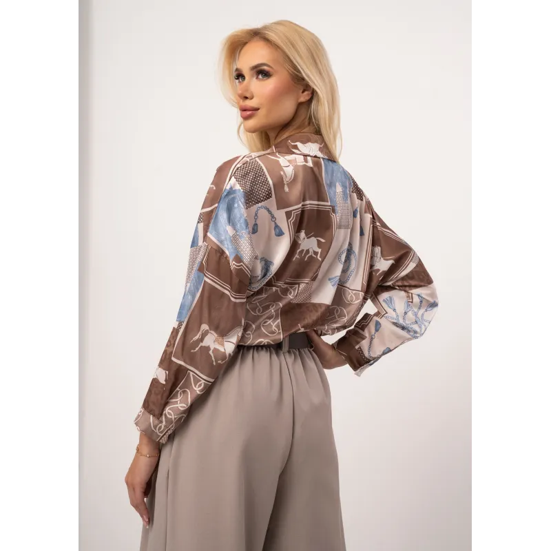 Wzorzysta koszula z satyny