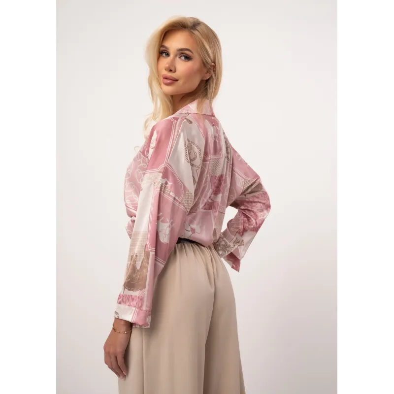 Wzorzysta koszula z satyny