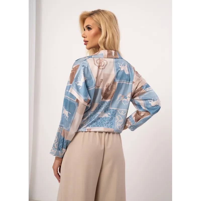 Wzorzysta koszula z satyny