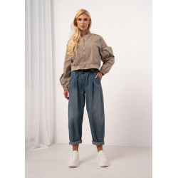 Jeansowe spodnie typu balloon z paskiem