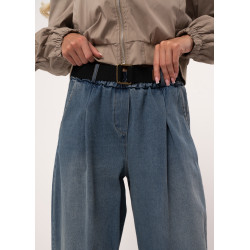 Jeansowe spodnie typu balloon z paskiem