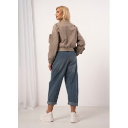 Jeansowe spodnie typu balloon z paskiem