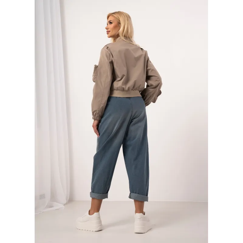 Jeansowe spodnie typu balloon z paskiem