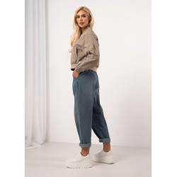 Jeansowe spodnie typu balloon z paskiem