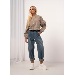 Jeansowe spodnie typu balloon z paskiem