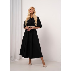 Sukienka koszulowa z paskiem i bufiastymi rękawami