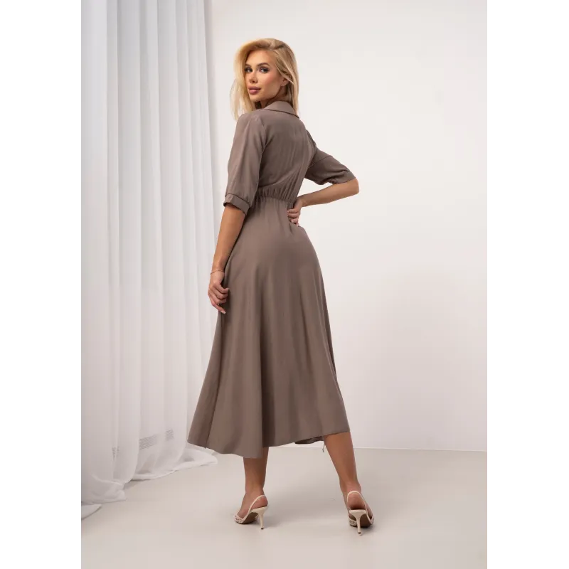 Kopertowa sukienka midi z wiązaniem w talii