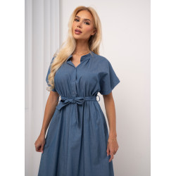 Jeansowa sukienka szmizjerka z wiązaniem w talii