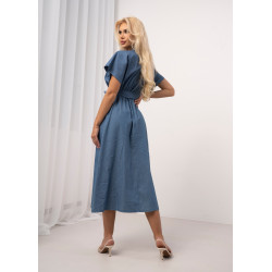 Jeansowa sukienka szmizjerka z wiązaniem w talii