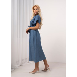Jeansowa sukienka szmizjerka z wiązaniem w talii
