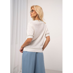 Sweter z dekoltem V i kontrastowym wykończeniem