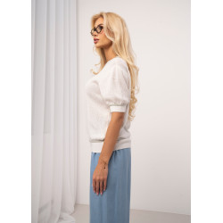 Sweter z dekoltem V i kontrastowym wykończeniem