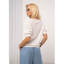 Sweter z dekoltem V i kontrastowym wykończeniem