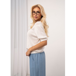 Sweter z dekoltem V i kontrastowym wykończeniem