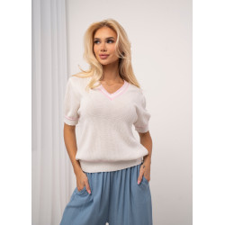 Sweter z dekoltem V i kontrastowym wykończeniem