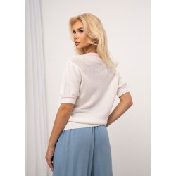 Sweter z dekoltem V i kontrastowym wykończeniem