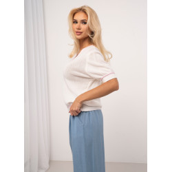 Sweter z dekoltem V i kontrastowym wykończeniem