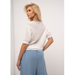 Sweter z dekoltem V i kontrastowym wykończeniem