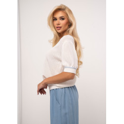 Sweter z dekoltem V i kontrastowym wykończeniem