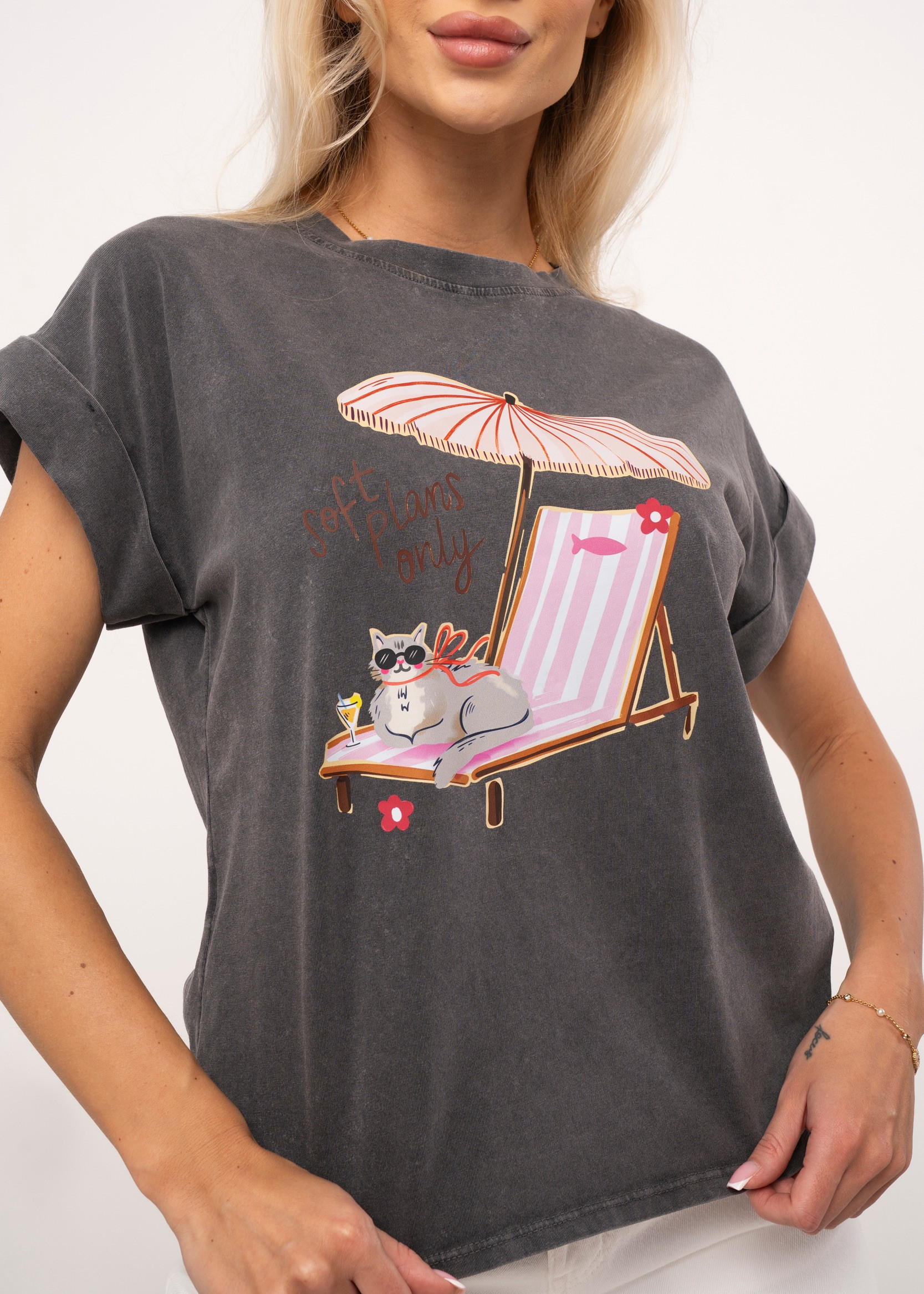 Bawełniana koszulka z kolorowym nadrukiem