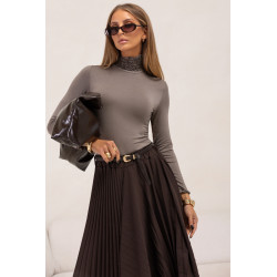 BLUZKA Z ELASTYCZNEJ DZIANINY Z FAKTUROWANYM GOLFEM